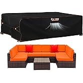 Enzeno Patio Furniture Set Cover, Outdoor Sectional Sofa Couch Set Covers Waterproof, Garden Dining Table Chair Set Cover Outside Rectangular Heavy Duty Weatherproof 120" L x 90" W x 35" H Black