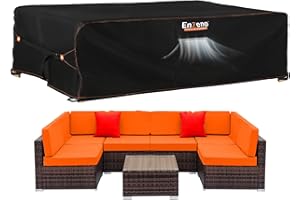 Enzeno Patio Furniture Set Cover, Outdoor Sectional Sofa Couch Set Covers Waterproof, Garden Dining Table Chair Set Cover Outside Rectangular Heavy Duty Weatherproof 120" L x 90" W x 35" H Black