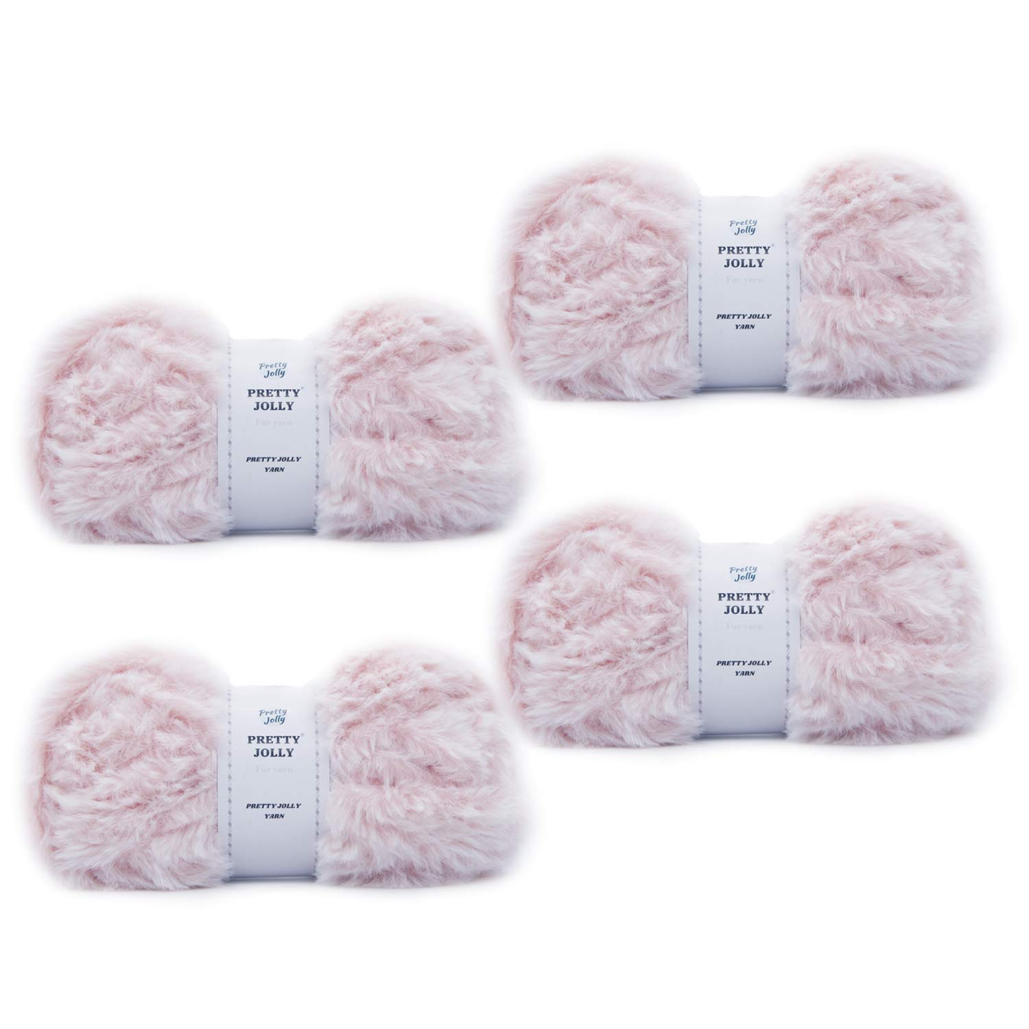 Pretty Jolly 4 Balls Faux Fur Super Soft Chunky Fluffy Eyelash Polyester Yarn - Light Pink — image 1