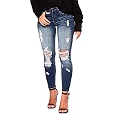 AMRSPENG Women's High Waisted Jeans for Women Ripped Stretch Skinny Butt Lifting Jeans Distressed Jeans Pants