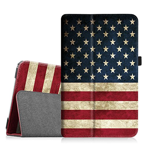 Fintie Samsung Galaxy Tab E 9.6 Folio Case - Slim Fit Premium Vegan Leather Cover for Samsung Tab E / Tab E Nook 9.6-Inch Tablet (SM-T560 / T561 / T565 & SM-T567V Verizon 4G LTE Version), US Flag