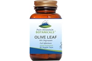 Pure Mountain Botanicals Olive Leaf Extract Capsules - 90 Kosher Vegan Caps Now with 400mg Organic Olive Leaf and Potent Extract
