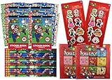 Super Mario Bros Birthday Party Favors Pack For 16 | Includes Mario And Friends Sticker Sheets, Sticker Rolls, Mario Kart Pencils, Erasers | Super Mario Party Gift Set | Video Game Party Supplies