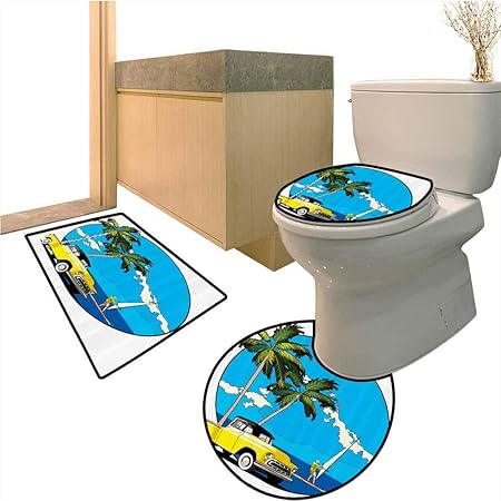 Juego de 3 alfombras de baño nostálgicas con diseño de mariposas