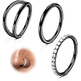 WPGLOOK 3 Pcs Nose Hoop Set: Double Hoop Nose Rings 316L Surgical Steel Conch Piercing Jewelry Hypoallergenic Cartilage Earrings