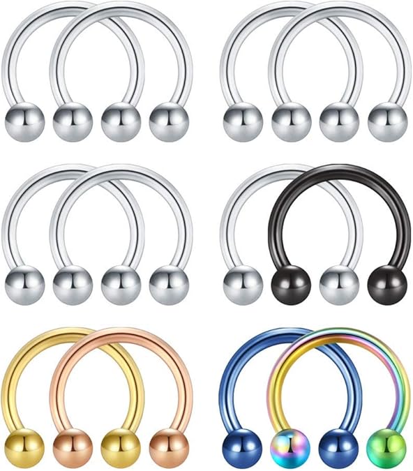 Mayhoop 12PCS Septum Piercing Jewellery Horseshoe 14G