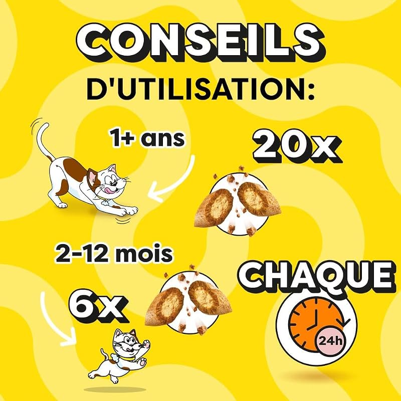 Friandises pour chat au Goût Fromage - Lot de 6 Sachets de 60g - Récompenses Pour Chats Adultes et Chatons