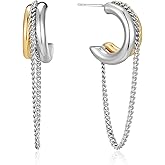CUFELMU Gold Silver Tassel Chain Hoop Earrings for Women Trendy Dangling Earrings Hypoallergenic Fashion Jewelry Gifts
