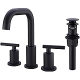 TRUSTMI 2-Handle 8 Inch Widespread Bathroom Sink Faucet, 3 Hole Brass Vanity Faucet with cUPC Water Supply Lines and Pop Up D