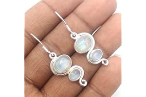 Sterling Silver 925 Drop Dangle Earrings For Womens Natural Moonstone Drop Dangle Earrings Sterling Silver Dangling Earrings 