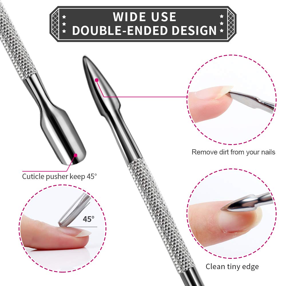 4 PCS Cuticle Pusher and Cutter Set, FANDAMEI Dead Skin Nail Cleaner Tools, Professional Stainless Steel Cuticle Remover, Durable Pedicure Manicure Tools: Beauty