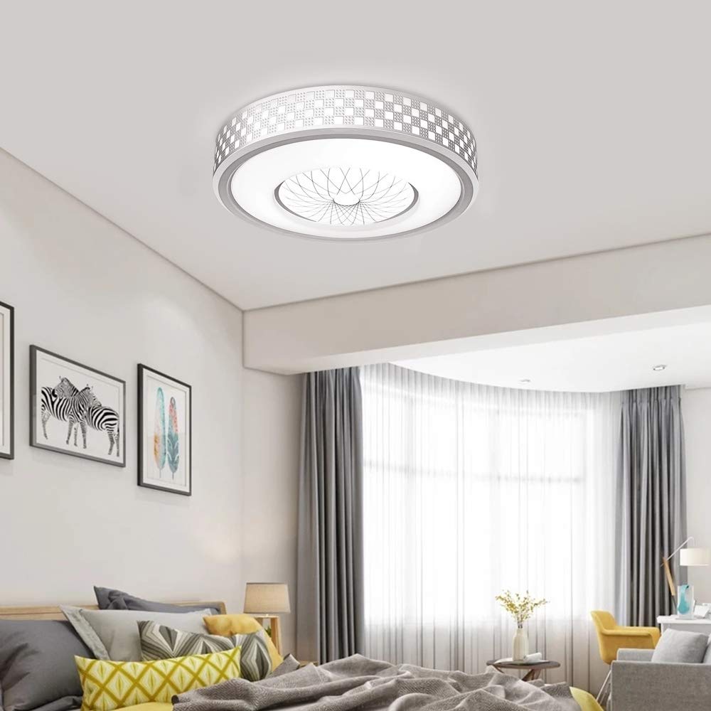 Neporal 30W Ceiling Fixture Dimmable 3 Color Temperature Adjustable 16 Inch Flush-Mount-Ceiling-Light-LED Modern for Bedroom Study Living Room Kitchen