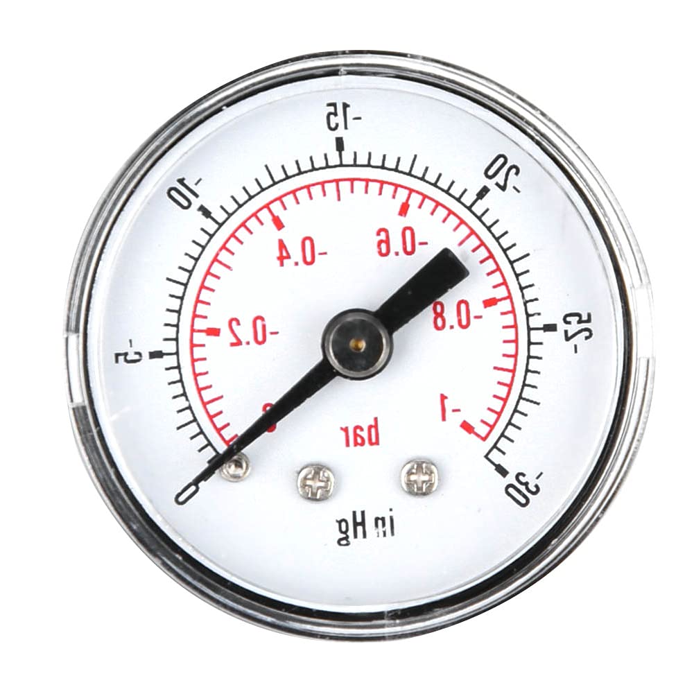 Vacuum Gauge, Vacuum Pressure Gauge, Axial 1/8BSPT 300INHg 1.5X1.6X1