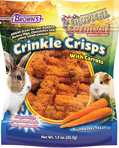 F.M. Brown'S Tropical Carnival Crinkle Crisps With Carrots, 1.5-Oz Bag - Gluten Free Small Animal Treats With Dental Ridges To Promote Tooth And Gum Care