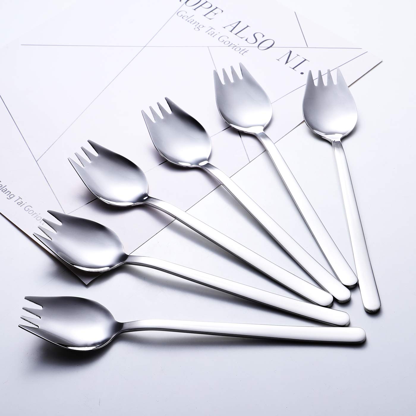 Sporks Salad Forks 6-Pack 18/10 Stainless Steel by IRONX (6p sporks)