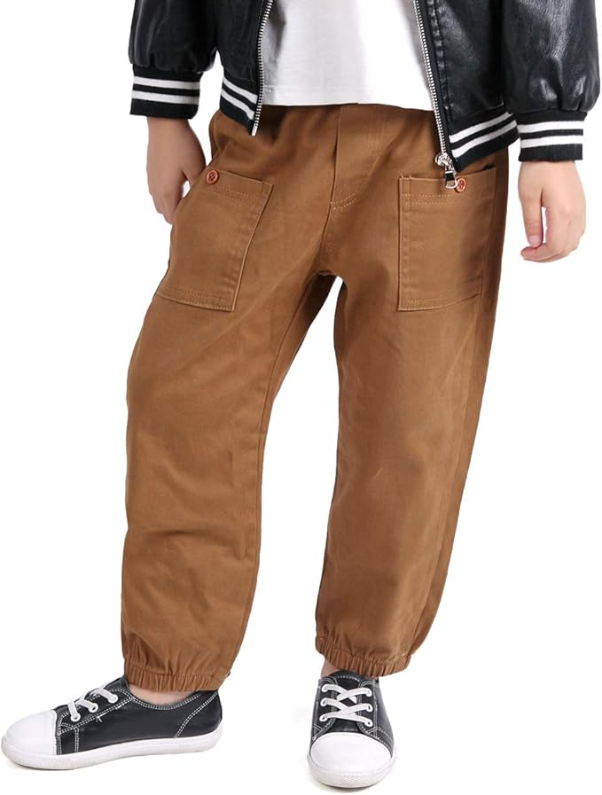 MINI PANDA Boys Pants Husky Boys Elastic Waist Pants for Kids 312