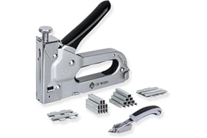 Upholstery Staple Gun Heavy Duty, DEWBIN 4 in 1 Stapler Gun with 2000 Staples, Manual Brad Nailer Power Adjustment Furniture Stapler Gun for Wood, Carpentry, Decoration DIY Staple Gun