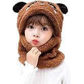 DNLKWGO Kids Winter Hat Scarf Earflap Hood Skull Caps Fleece Lined Winter Unisex Hat Scarf Set