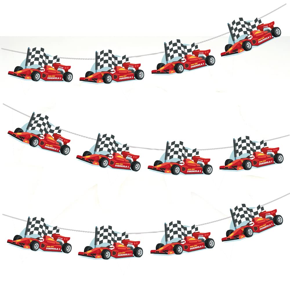 AK Giftshop Racing Race Car Bunting Party Decorations - 12pcs / 2.5m Ribbon Multicoloured