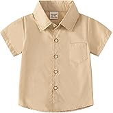 HahaNice Toddler Boys' Short Sleeve Dress Shirts Cotton Casual Button Down Shirts for Little Boy