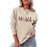 JBF Cloth Mama Boys Sweatshirt Women Long Sleeve Pullover Mama Sweatshirt Casual Loose Crew Neck Fall Pullover Tops