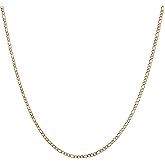 HZMAN Men Women 24k Real Gold Plated Figaro Chain Stainless Steel Necklace, Wide 3mm 5mm 7mm 9mm