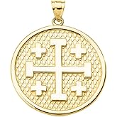 Religious Jewelry by FDJ Engravable Jerusalem Cross Pendant in 10k Yellow Gold
