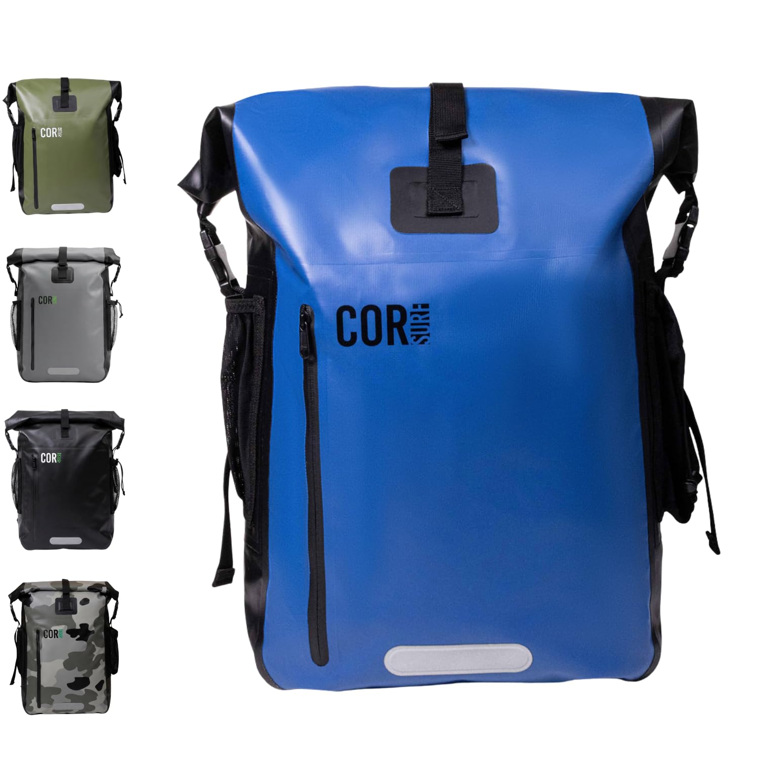 COR Surf Waterproof Backpack - Roll Top Dry bag Rucksack with Padded Laptop Sleeve, Welded Seams and Ergonomic Shoulder Pads, Ideal for Boating, Hiking, Kayaking, Commuting (25L, Dark Blue) — image 1