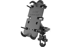 RAM MOUNTS Quick-Grip Large Phone Mount with Handlebar U-Bolt Base RAM-B-149Z-A-PD4U with Short Arm for Motorcycle, ATV/UTV, 