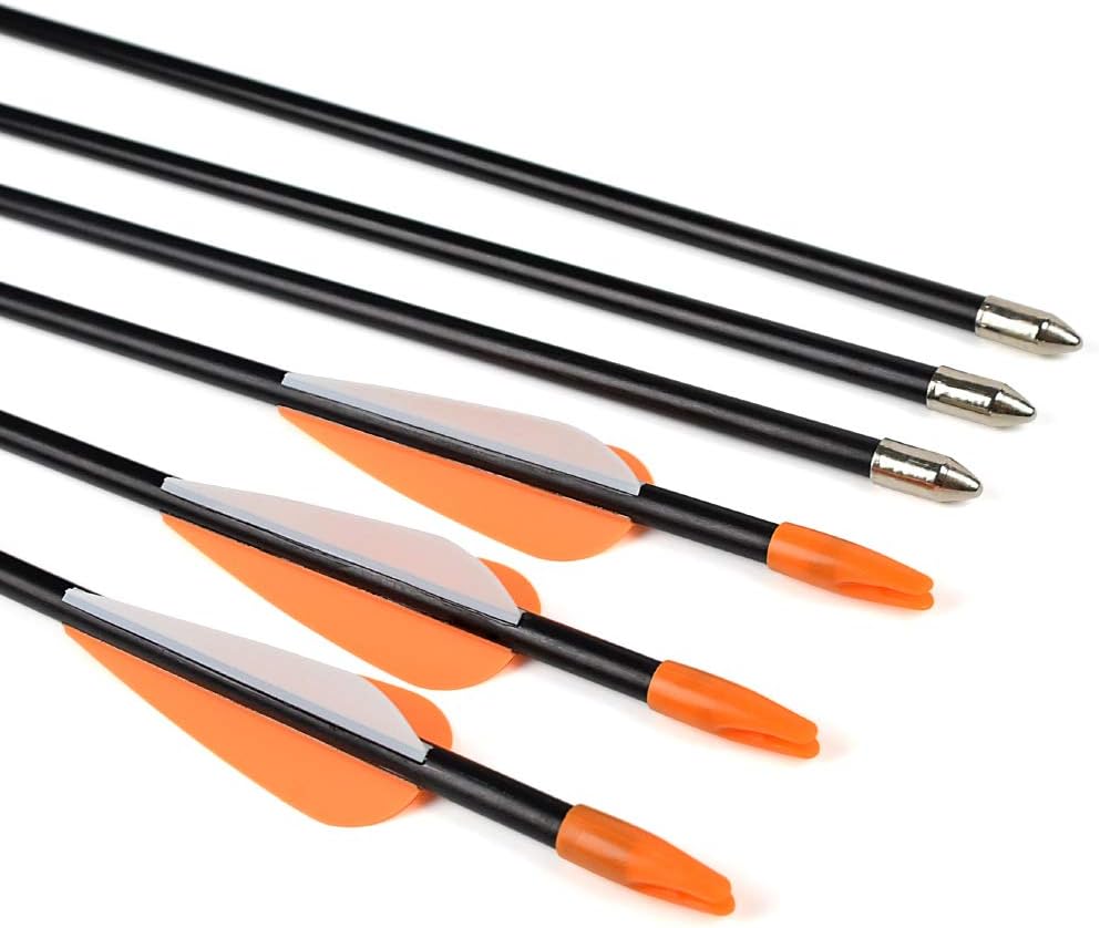 Elong Fiberglass Arrows Archery 24 Inch Target Shooting Practice Safetyglass Recurve Bows Suitable for Youth Children Woman Beginner (6 pcs) : Sports & Outdoors