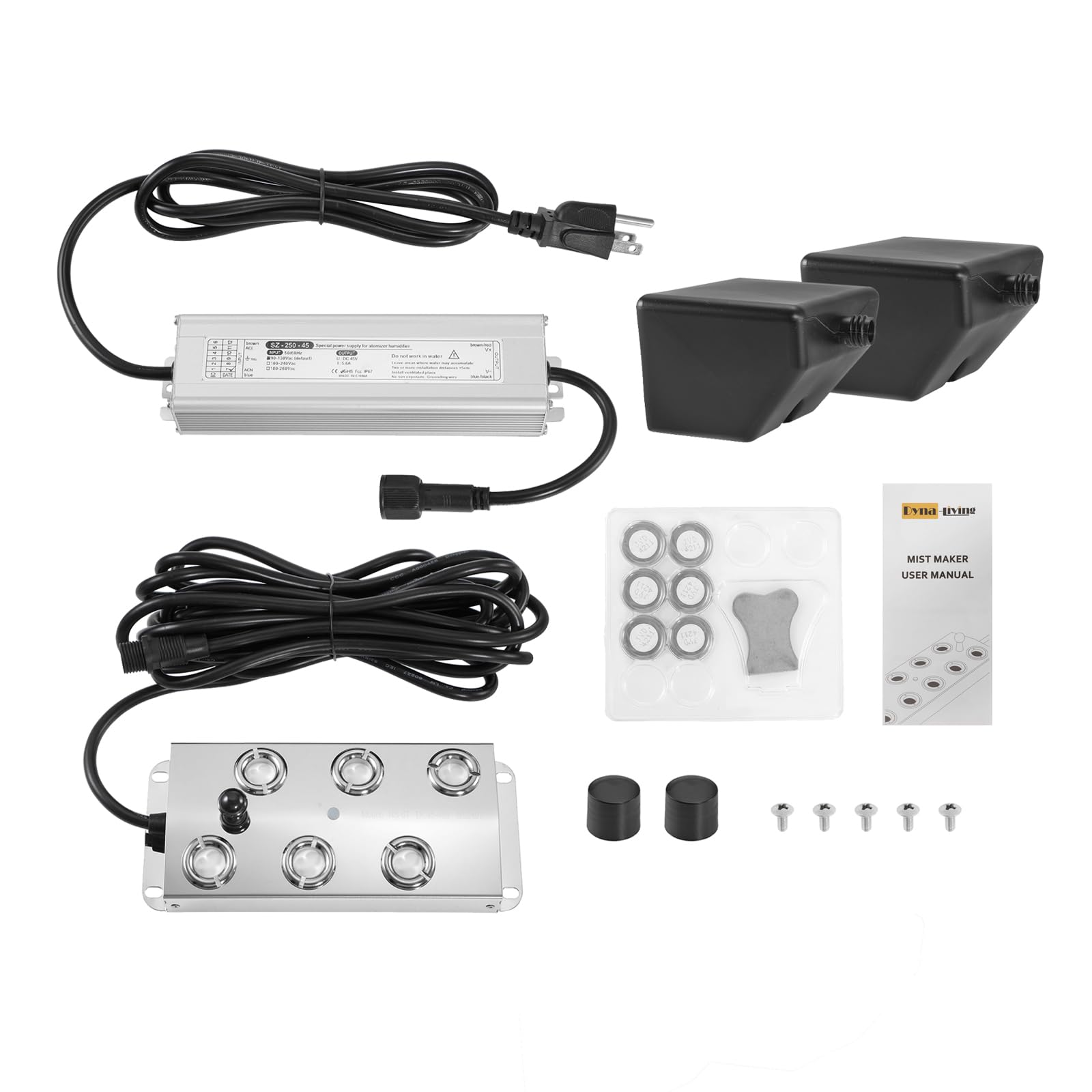 Photo 1 of Dyna-Living Mist Maker Ultrasonic Fogger 6 Head Mist Maker Fogger 5000ml/H Ultrasonic Mister Fogger Pond Mister 250W Atomizer Pond Fogger with Float, IP67 Waterproof Halloween Fog Mist Machine
