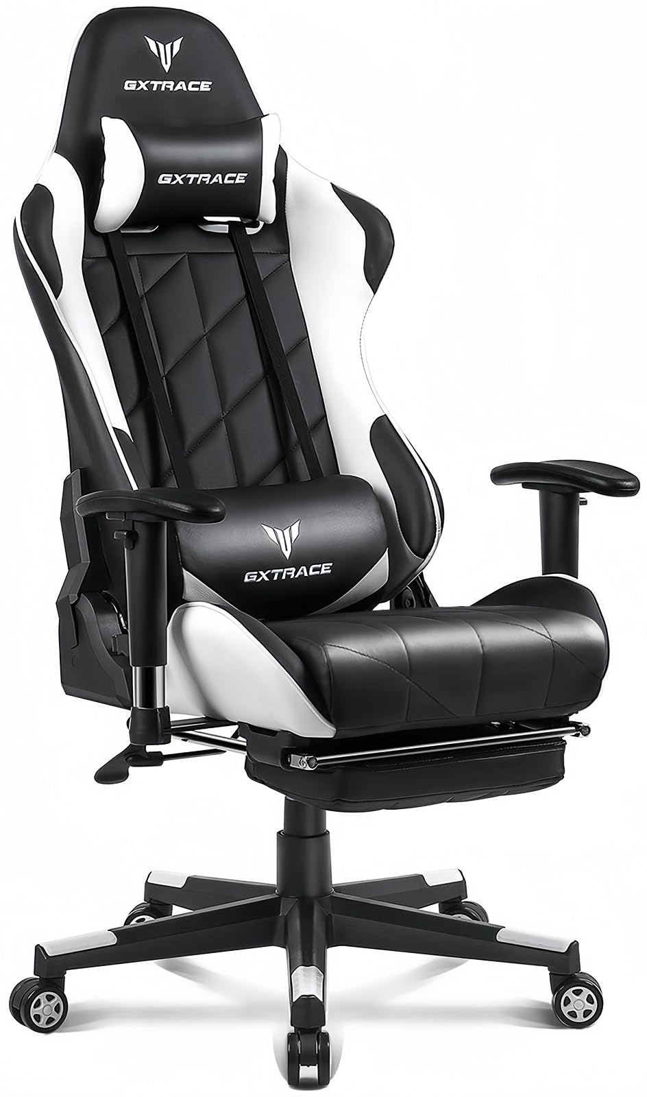 GXTRACE ゲーミングチェア ゲームチェア オットマン付き オフィスチェア 人間工学 １６５度 リクライニング ハイバック テレワーク 椅子 PCチェア (White)商品画像