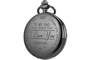SIBOSUN Pocket Watch Men Personalized Gifts for Dad from Daughter Son to DAD Gifts for Father's Day Gift Birthday Gift Quartz Pocket Watch with Chain