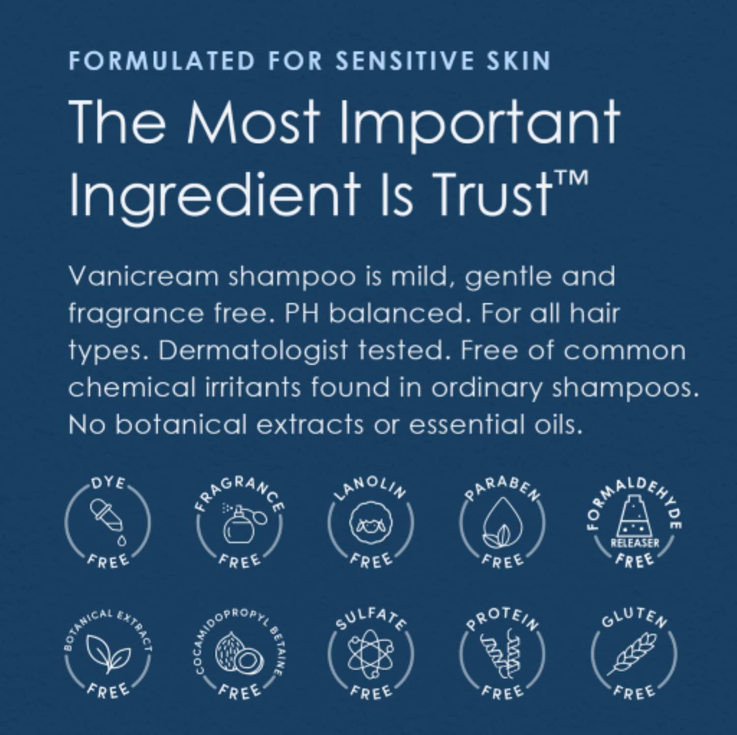 Vanicream Shampoo for Sensitive Skin, Dermatologist Tested, Free of Dyes, Fragrance, Parabens and Formaldehyde Releasers, Sulfate-Free, 12 fl oz (Pack of 3)