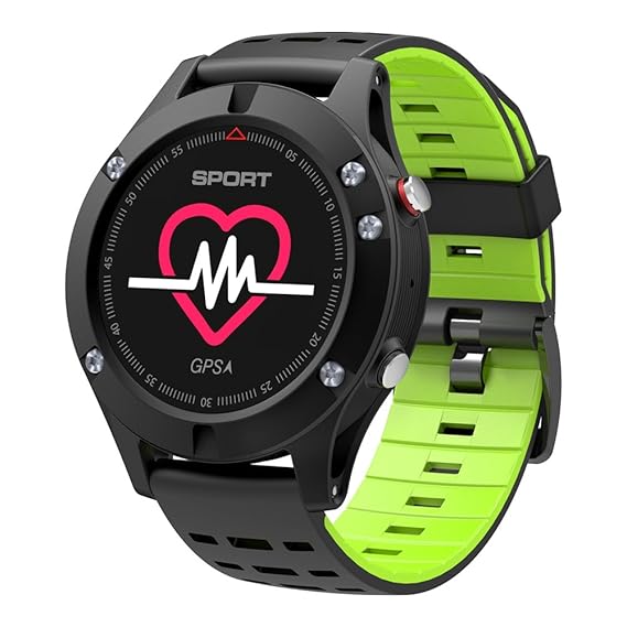 NO.1 F5 Smart Watch Android Heart Rate Monitor Smart Watch Waterproof GPS Watch Heart Rate Monitor Wristband Sport Smartwatch (Green)