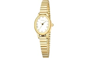 CIVO Dainty Gold Watches for Women: Small Oval Roman Numeral Dial Vintage - Stainless Steel Expansion Band - Dress Watch for 