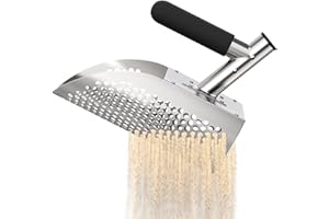 SIVEIS Metal Detector Sand Scoop for Beach - 304 Stainless Steel Treasure Hunting Shovel, Rivet-Reinforced Sand Sifter with Non-Slip Handle