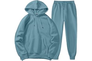 SUMENSUMEN Unisex 2 PC Sweatsuit Set Men Women Oversized Long Sleeve Hoodie Pullover Sweatshirt Tracksuit Jogger Sweatpants