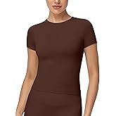 MCEDAR Womens Seamless Soft Smoothing T-Shirts Short Sleeve Slim Fit Basic Tees Crew Neck Casual Shirts