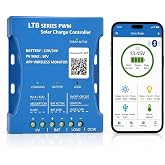 Solar Charge Controller 20A with Bluetooth &ndash; 12V/24V Auto Detect, LCD Display &amp; USB Port, Compatible LiFePO4 Lithium Gel AGM Sealed, Monitor via LM Solar App (iOS/Android), 3-Stage Charging