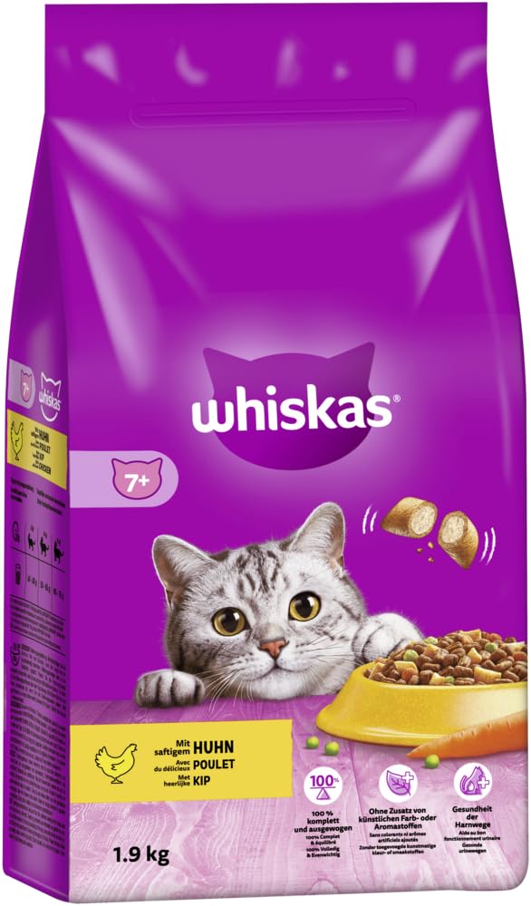 Whiskas Senior 7 + Cat Food Chicken, 1.9 Kg