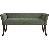 Madison Park Accent Bench, Plush Upholstered, Nailhead Trim, &amp; Padded Seat Entryway Bench Small, End of Bed Bench with Back, 49.5" W x 19.25" D x 23" H, Green