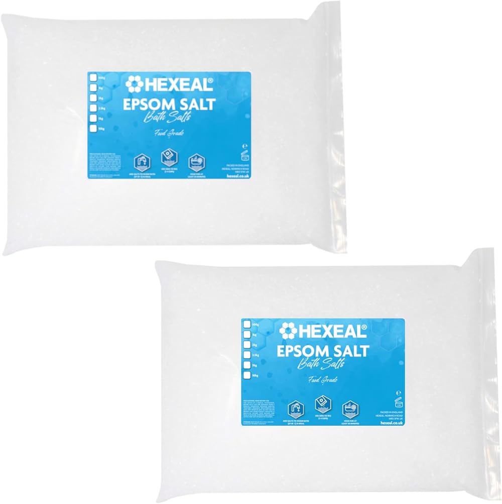 Hexeal Epsom Salt 10kg – 2 x 5kg FCC Grade Magnesium Sulphate