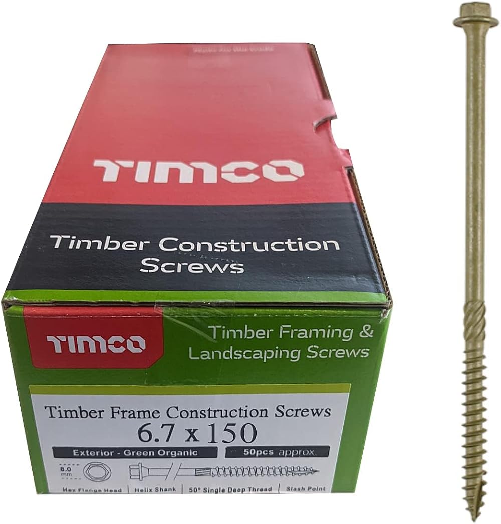 TIMCO 150IN Timber Screw 6.7x150 Organic Green Box of 50
