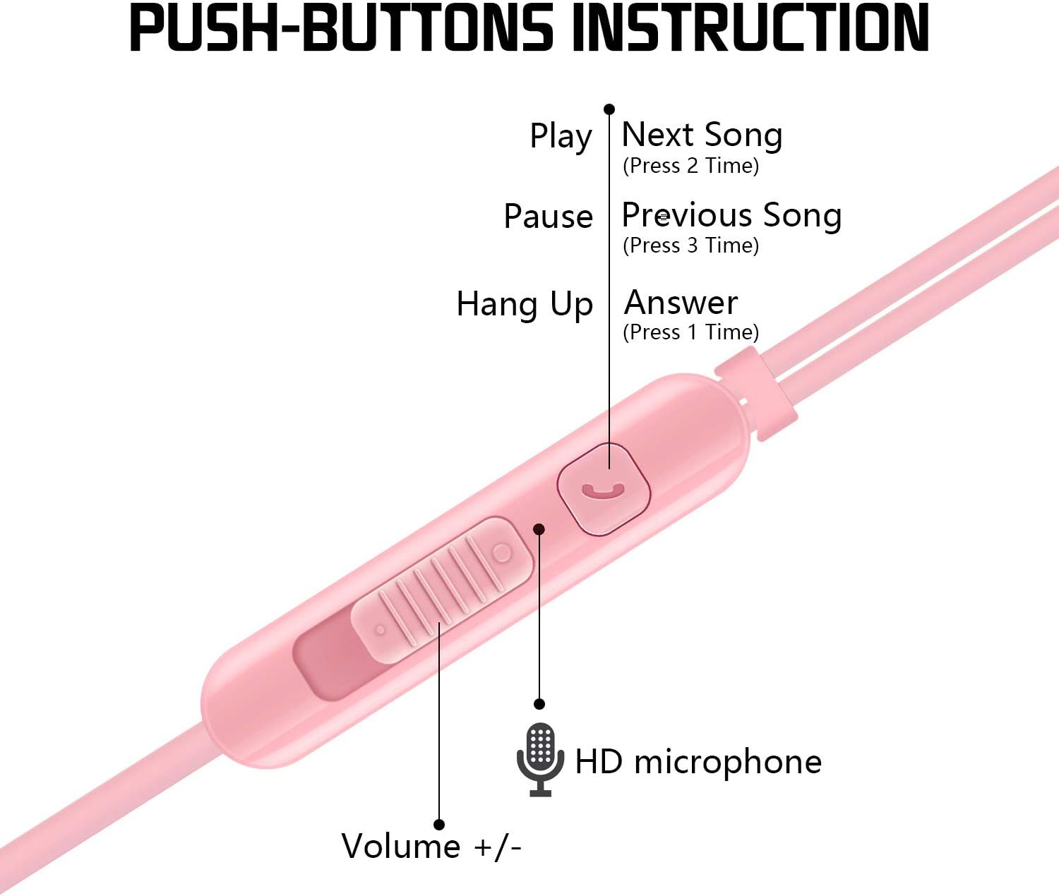 Tachio InEar Earphones for Kids Girls, Balanced Bass wired Earbuds