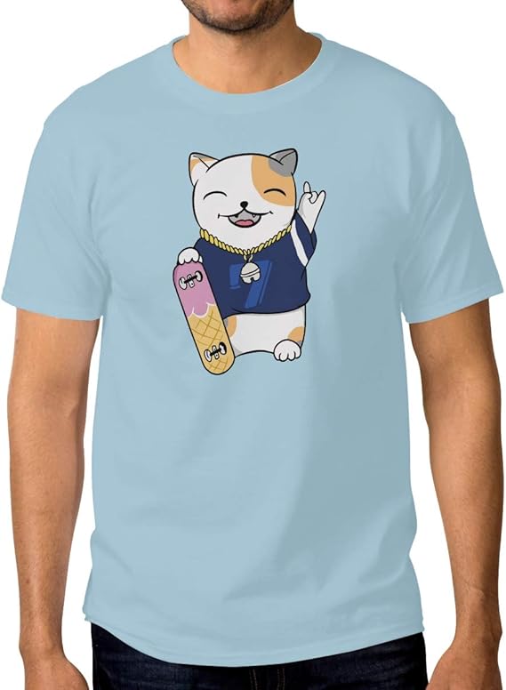 Amazon Chovy Tシャツ メンズ 半袖 おしゃれ 招き猫 ネコ 猫柄 和風 和柄 かわいい 可愛い おもしろ プリントtシャツ 夏服 新品 カジュアル 軽い 柔らかい 快適 Tシャツ カットソー 通販