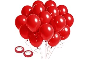 K.E.J. Red Balloons 12Inch, 100pcs Matte Latex Baloons, Party Ballons, globos rojos, Red Party Supplies, Birthday Balloon, 4th of July Balloons, Christmas Decorations, Bridal Shower Ideas, Valentines Decor