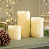 Festive Lights Real Wax LED Pillar Candles Set of 3 Warm White Flicker view 7