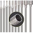 Luo ke 10 Pcs Hollow Cup Diamond Burr - 3/32'' Shank Diamond Mounted Grinding Burs Stone Carving Sets for Rotary Tools Includes Dremel