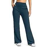 SANTINY Bootcut Pants for Women 28.5"/30.5"/32" Loose High Waisted Wide Leg Leggings Flare Yoga Pants with Pockets (Navy_32-M)